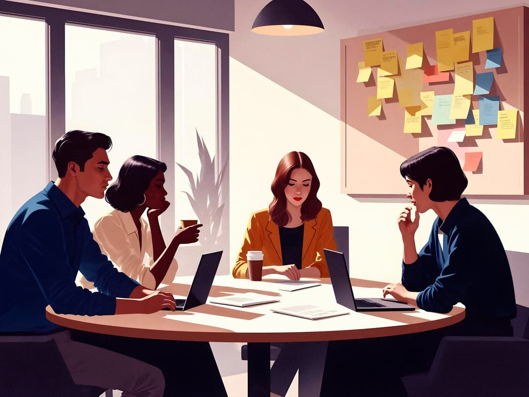 Team collaborating around a table
